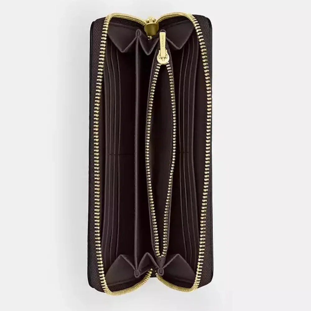 Coach Long Zip Around Wallet With Floral Print, black and purple - Picture 7 of 10